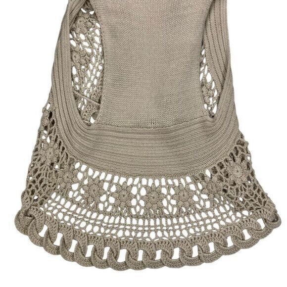 Mechant Wool Blend Cardigan Womens Size M Crochet Wrap Sweater Vest Coastal Core - Picture 9 of 14